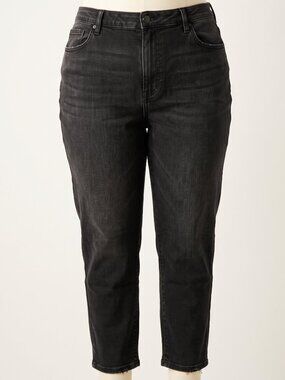Pistola High Rise Ankle Crop Jeans Washed Black Raw Hem Plus Size 22W